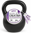 Creatina 100% Pura Monohidratada 900g WOD Nutrition – 180 Porções, Sem Sabor, Pote Kettlebell