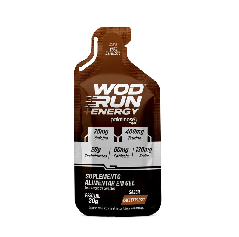 Energy Gel Wod Run+  30g - Display C/ 10 Unidades Café Expresso - Com Cafeína, Taurina e Carboidratos Palatinose, Maltodextrina e Frutose. (Cópia)