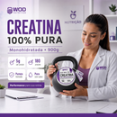 Creatina 100% Pura Monohidratada 900g WOD Nutrition – 180 Porções, Sem Sabor, Pote Kettlebell