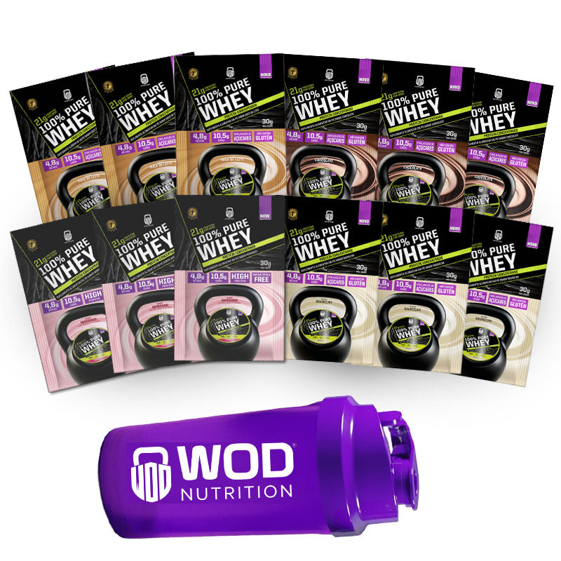 Kit Sachê whey protein concentrado 100% puro 12 Unidades 30g – wod nutrition
