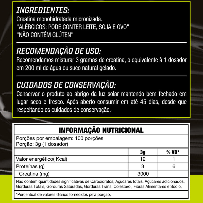 Creatina 100% Pura Mono-Hidratada 300g – Black Friday