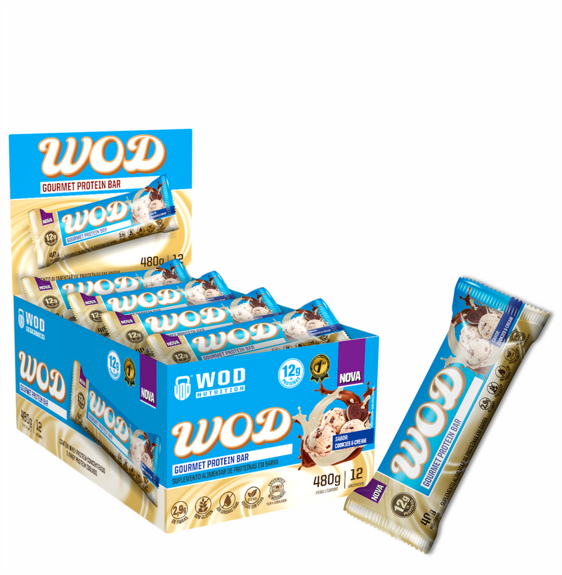 WOD GOURMET PROTEIN BAR COOKIES & CREAM CAIXA 12 UNI.