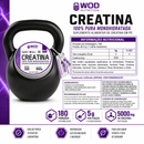 Creatina 100% Pura Monohidratada 900g WOD Nutrition – 180 Porções, Sem Sabor, Pote Kettlebell
