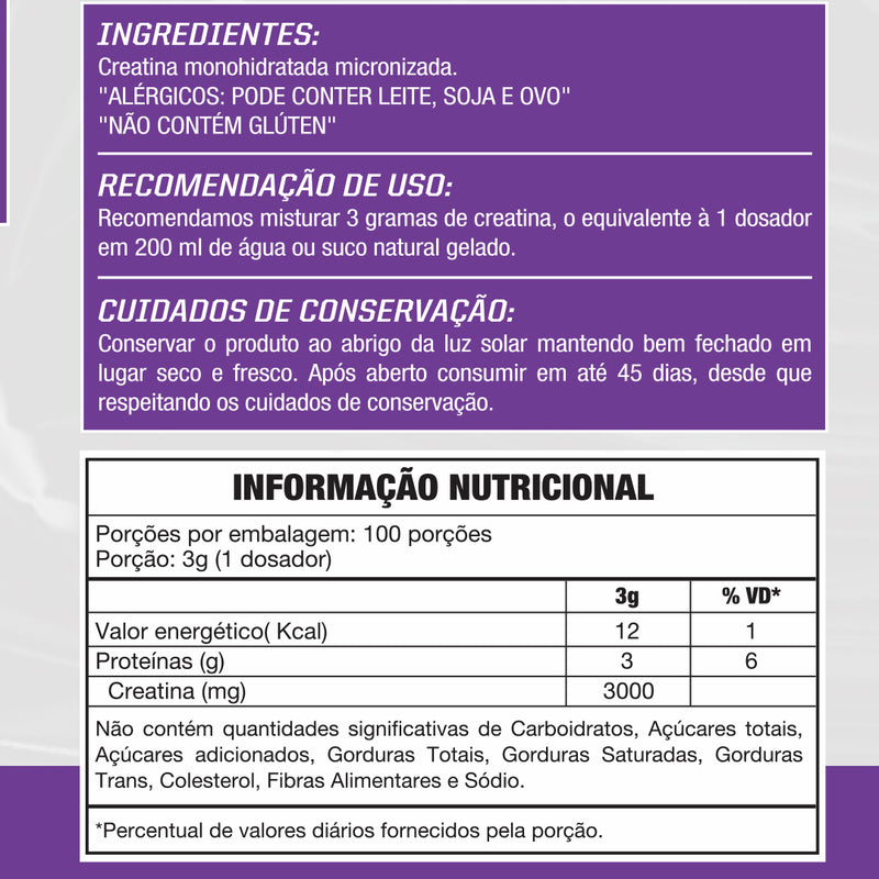 Creatina 100% Pura Mono-Hidratada 300g – WOD NUTRITION
