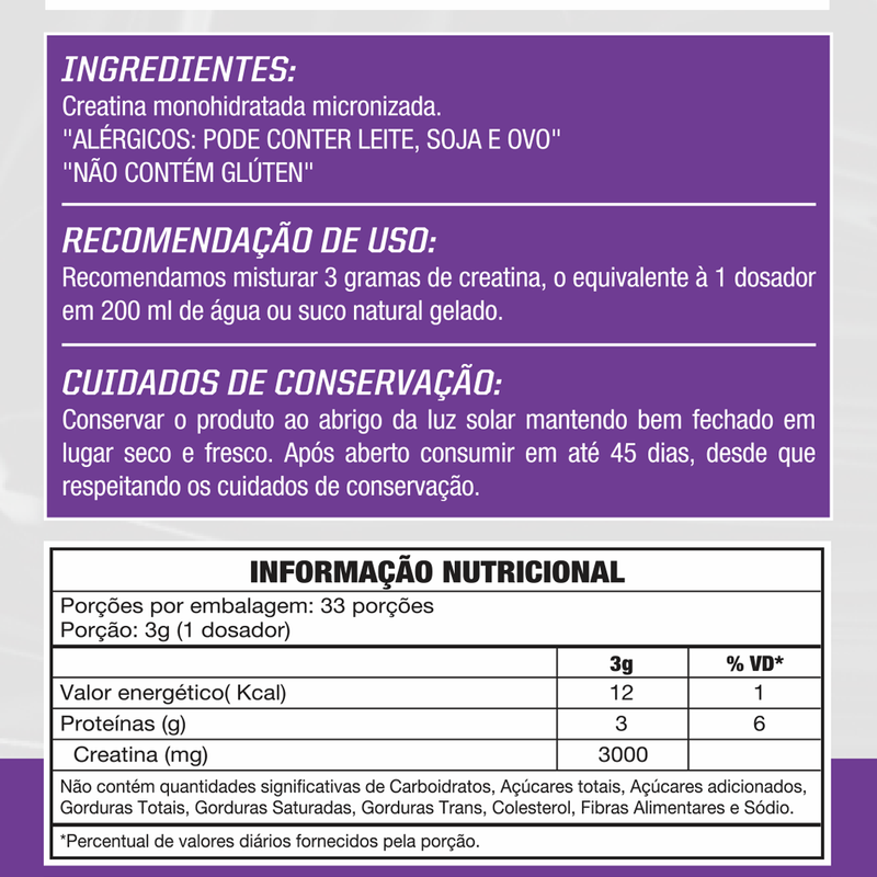 Creatina 100% Pura Mono-Hidratada 100g – WOD NUTRITION