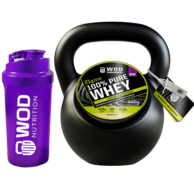 Whey Protein Concentrado 100% Puro Baunilha 900g Embalagem Kettlebell Wod Nutrition - Rende 30 Doses